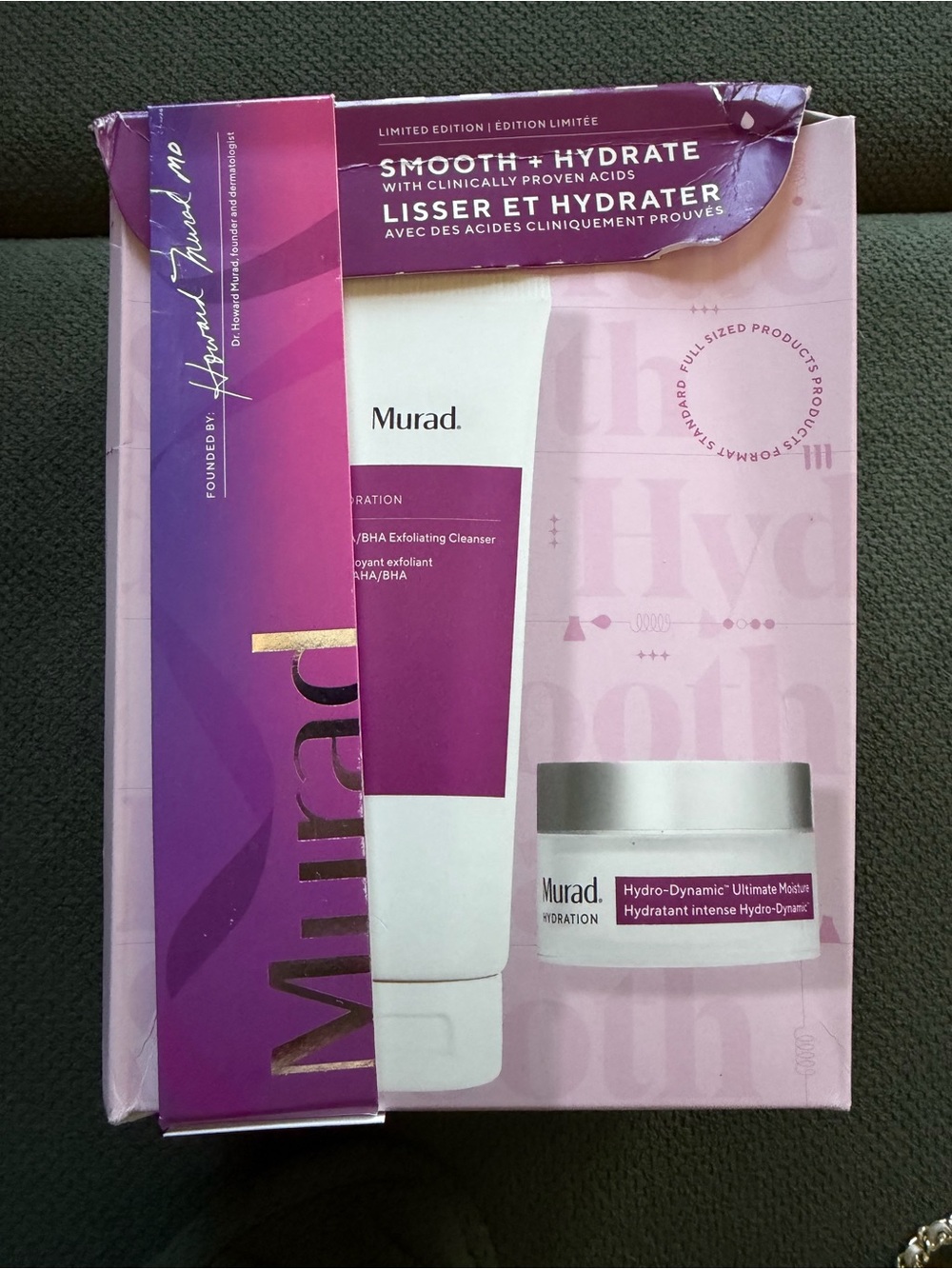 Murad Smooth + Hydrate 2-Piece Full Size AHA/BHA Cleanser Moisturizer NEW UNUSED